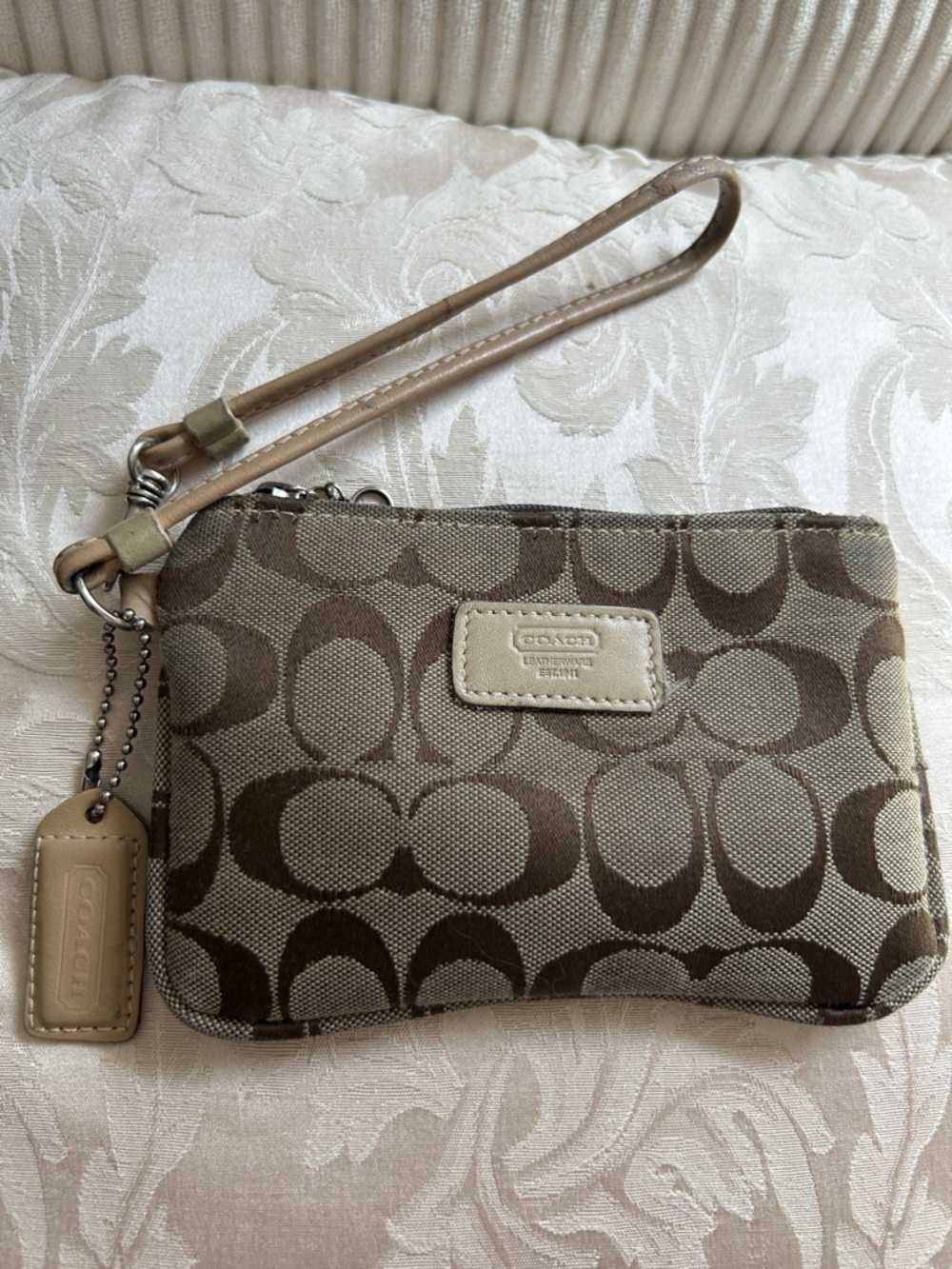 Coach Signature Canvas Wristlet/Zip Pouch.